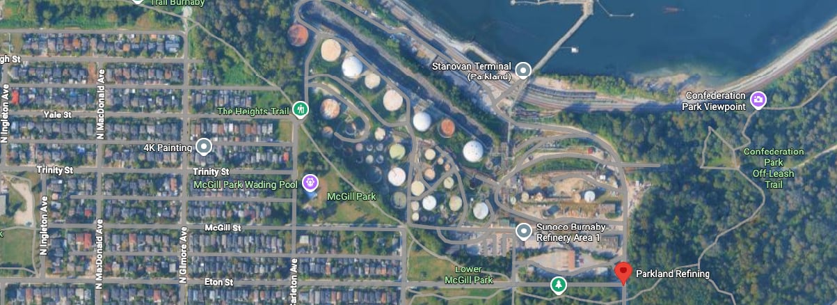 A segurança da comunidade é uma das principais preocupações, uma vez que a Refinaria Parkland fica muito próxima de bairros residenciais