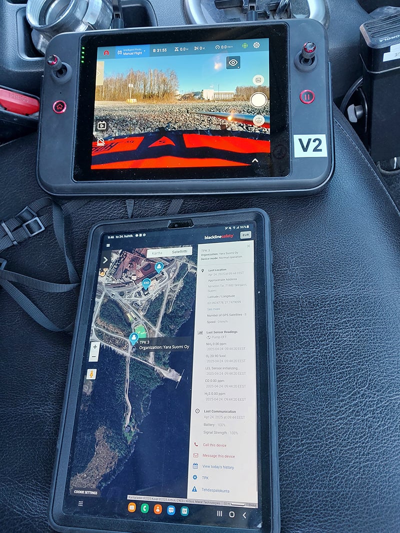 Software Blackline Live utilizado com drone de detecção de gás