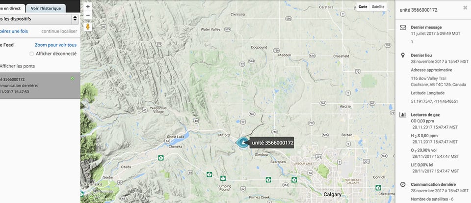 Página de mapas do Blackline Live em francês